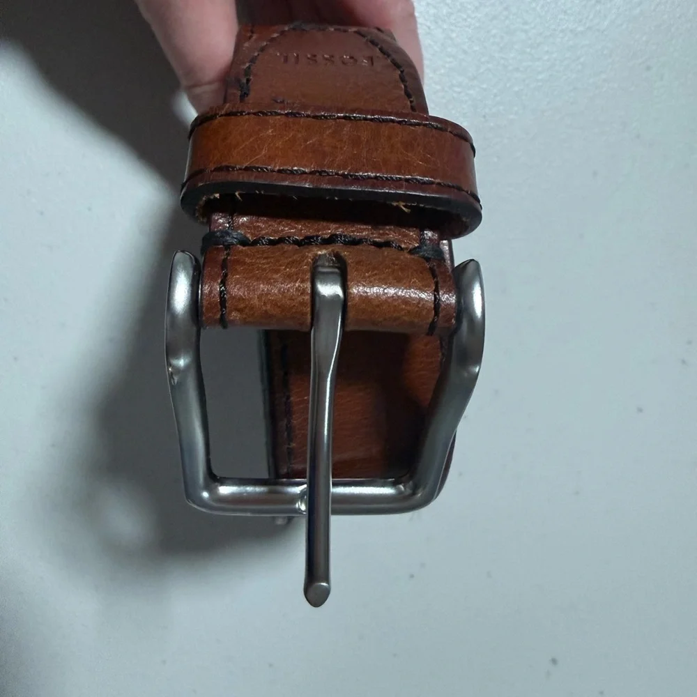 Fossil Men’s Classic Brown Leather Belt Size 38 Preppy Office Professional